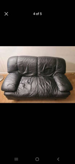 Natuzzi Black Leather Sofa & Loveseat