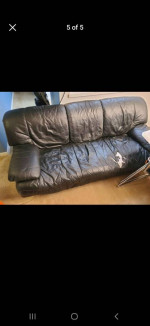 Natuzzi Black Leather Sofa & Loveseat
