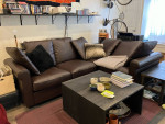 IKEA GRÖNLID sectional sofa in brown vegan leather