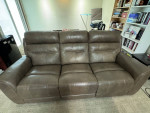 Power Leather Recliner Sofa w/Cup Holders and outlets