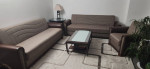 Two sleeping couch, 1 sleeping sofa chair and coffee table