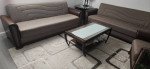 Two sleeping couch, 1 sleeping sofa chair and coffee table