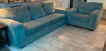 Seafoam Green Chenille Matching Sofa and Chair