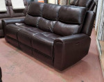 Top Grain L eather Power Reclining Sofa with Power Headrests, Brown