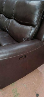 Top Grain L eather Power Reclining Sofa with Power Headrests, Brown