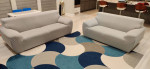 White leather 3 seater and a love seat sofa