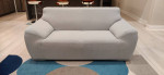 White leather 3 seater and a love seat sofa