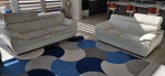 White leather 3 seater and a love seat sofa