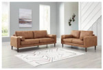 Donlen gray faux leather Sofa and Loveseat