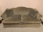 Custom green velvet sofa