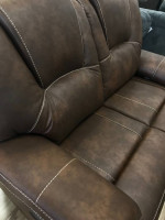 Brown leather sofa & loveseat