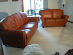 Leather sofa & loveseat