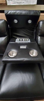 Renaissance Leather Power Reclining Sofa with Drop Down Table