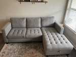 Gray Right Facing Trudeau Sectional Sofa with Storage