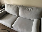 Bauhaus Mid Century Gray Sofa with Removable Arms