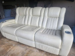 Beautiful New leather power recycling-headrest sofa with LED light and