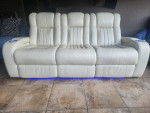 Beautiful New leather power recycling-headrest sofa with LED light and