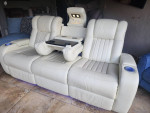 Beautiful New leather power recycling-headrest sofa with LED light and