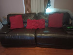 Brown leather sofa