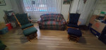 Twin sofa bed and two rocking chairs with rocking foot rest