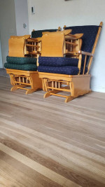 Twin sofa bed and two rocking chairs with rocking foot rest