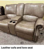 Bassett leather sofa & loveseat electric recliners
