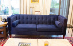 Modern Tuxedo Tufted Sofa - Navy Blue Velvet