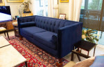 Modern Tuxedo Tufted Sofa - Navy Blue Velvet