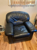 Black leather sofa and chair set