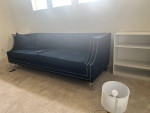 Blue velvet sofa