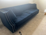 Blue velvet sofa