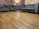 Meridian Grey Velvet sofa and two matching arm chairs