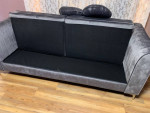 Meridian Grey Velvet sofa and two matching arm chairs