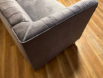 Meridian Grey Velvet sofa and two matching arm chairs