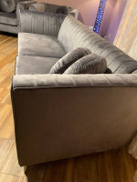 Meridian Grey Velvet sofa and two matching arm chairs