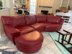 Genuine Red Leather Sofa with one recliner