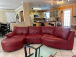 Genuine Red Leather Sofa with one recliner