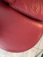 Genuine Red Leather Sofa with one recliner