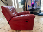 Genuine Red Leather Sofa with one recliner