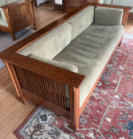 Mission Arts & Crafts Stickley Style Prairie Spindle Settle Sofa