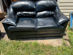 Hancock & Moore Blue Leather Sofa and Loveseat