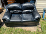 Hancock & Moore Blue Leather Sofa and Loveseat