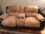 Shenandoah Brown Leather & Suede Dual Reclining Loveseat Sofa Couch