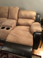 Shenandoah Brown Leather & Suede Dual Reclining Loveseat Sofa Couch
