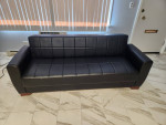 Sofa Bed with Storage 71", Black Leatherette