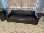 Sofa Bed with Storage 71", Black Leatherette
