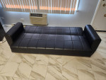 Sofa Bed with Storage 71", Black Leatherette