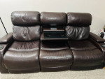 Dining table, leather sofa set, side tables