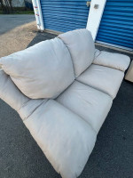 2 Piece Biege Leather Set Sofa and Loveseat