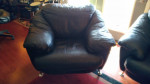 Contemporary Matching Black Leather Sofa & Chair